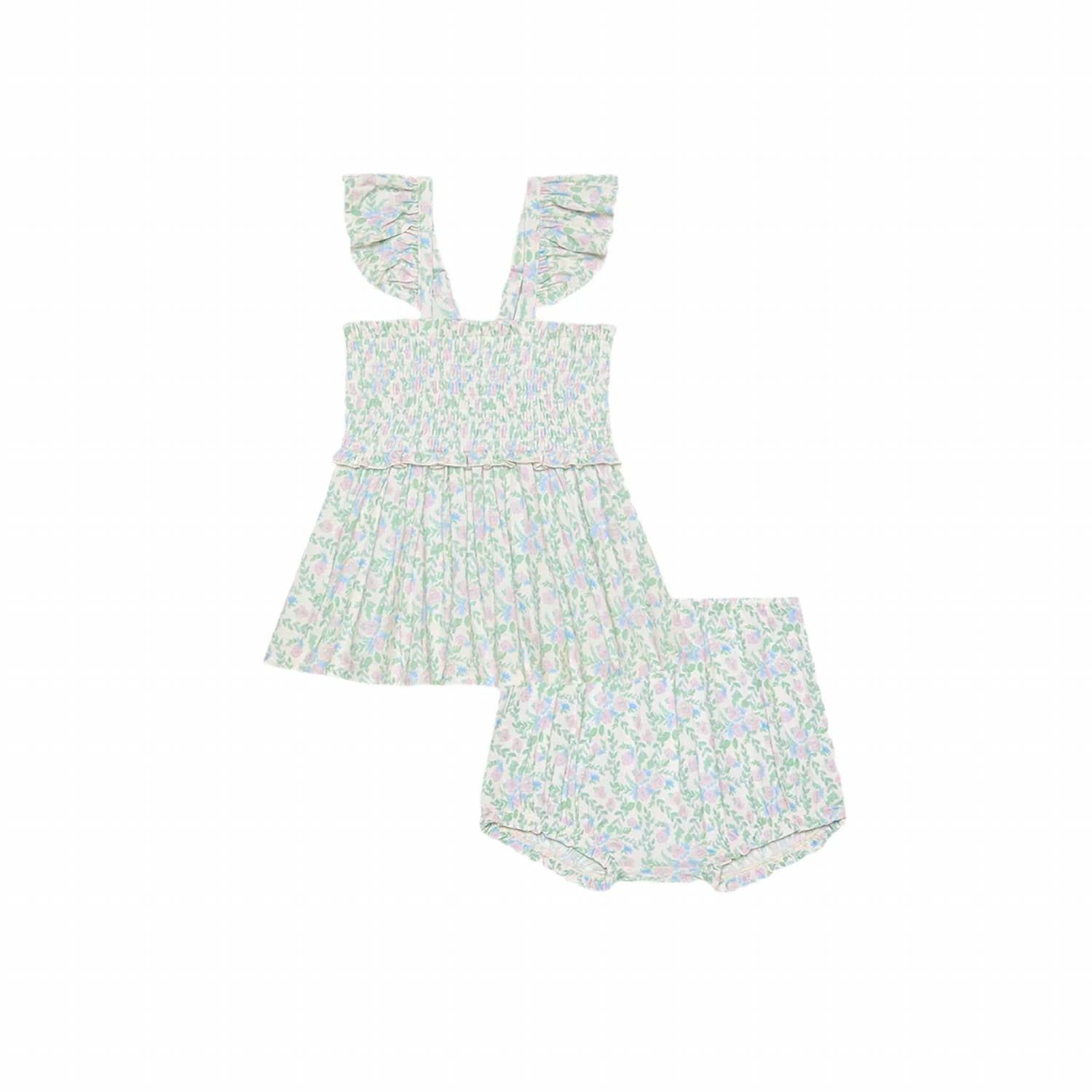 Posh Peanut - Girls Smocked Babydoll Bummie 2 Piece Set