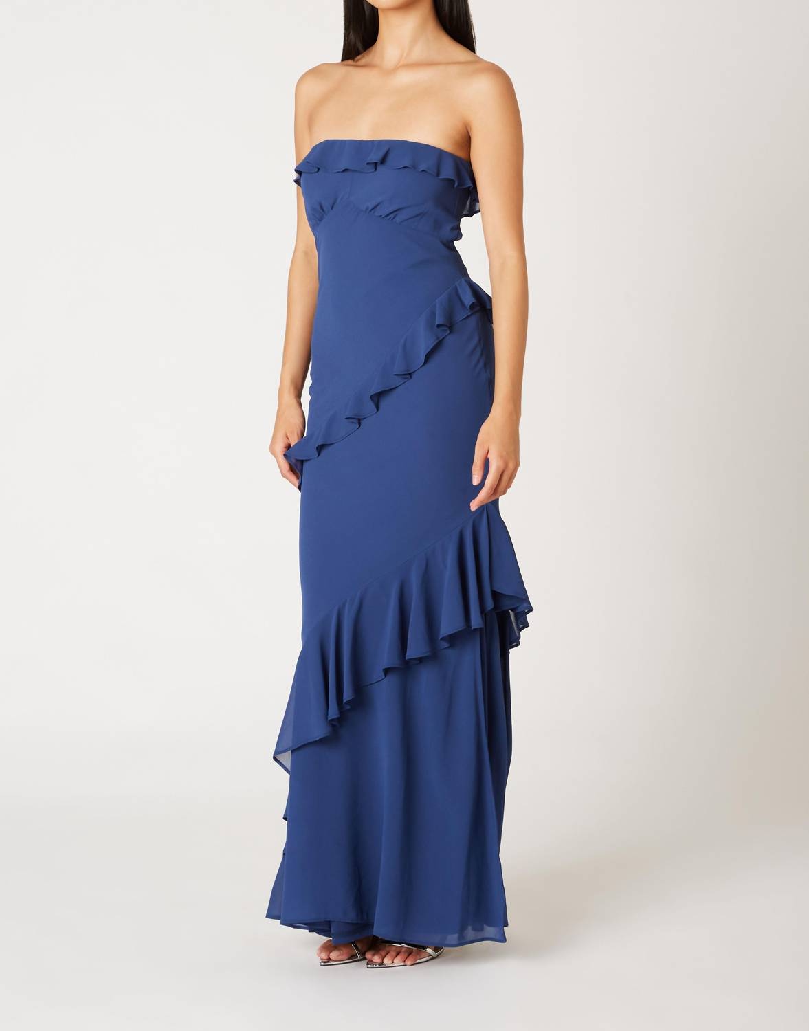 Cotton Candy La - Strapless Ruffle Tiered Maxi Dress