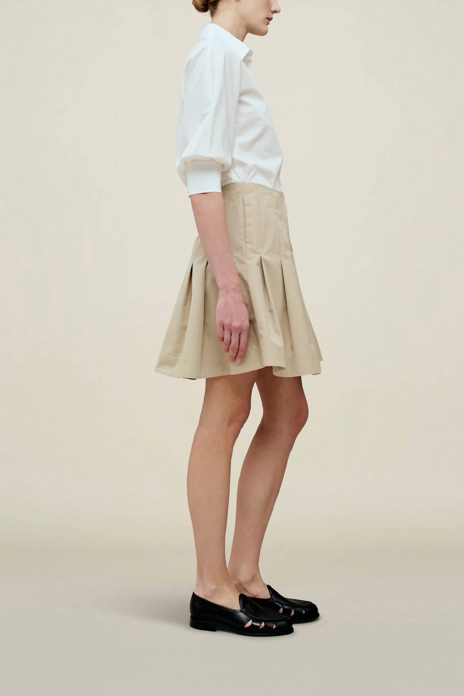 KALLMEYER Sutton Pleated Skirt in oyster - women's skirt - alternate view
