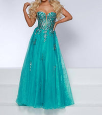 Johnathan Kayne Strapless Sequin Maxi Dress in jade - women's dress
