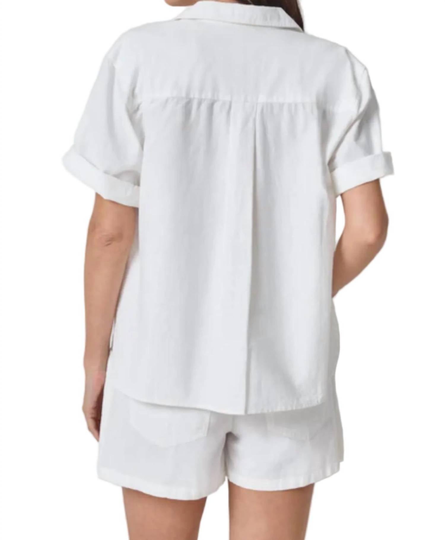 Lilla P - Linen Blend Boyfriend Button Down Shirt
