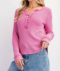 Easel - Hermal Knit Washed Henley Top