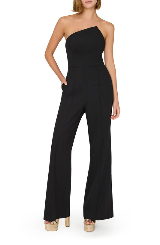 Milly - Atlas Cady Asymmetric Neck Strapless Wide Leg Jumpsuit
