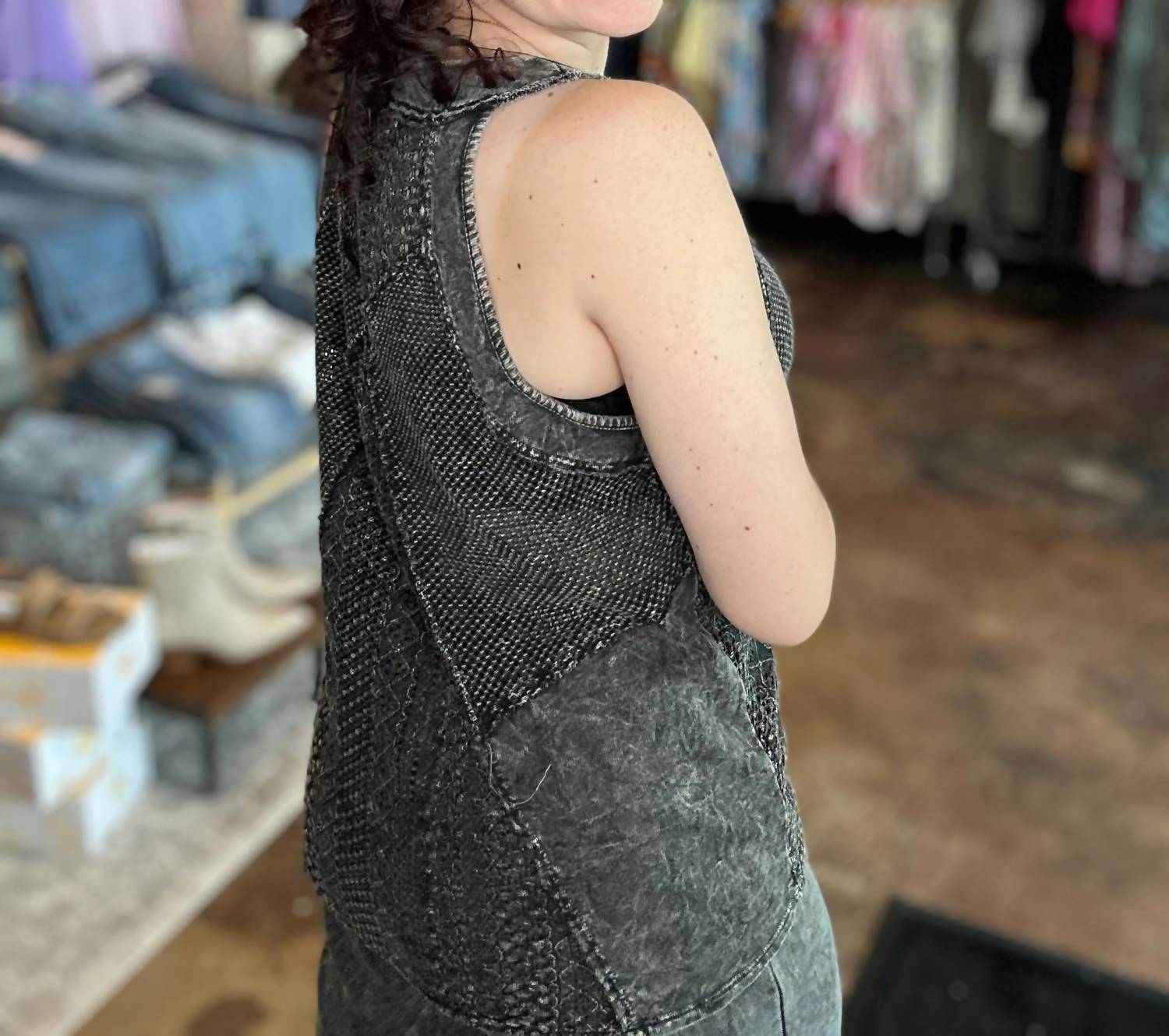 J. Her - Lace Mesh Racerback Tank Top