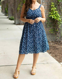 Michelle Mae Cassidy Midi Dress in navy floral - women's dress - view 4