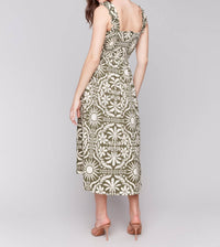 Charlie B - Printed Sleeveless Midi Dress With Shirring Detail