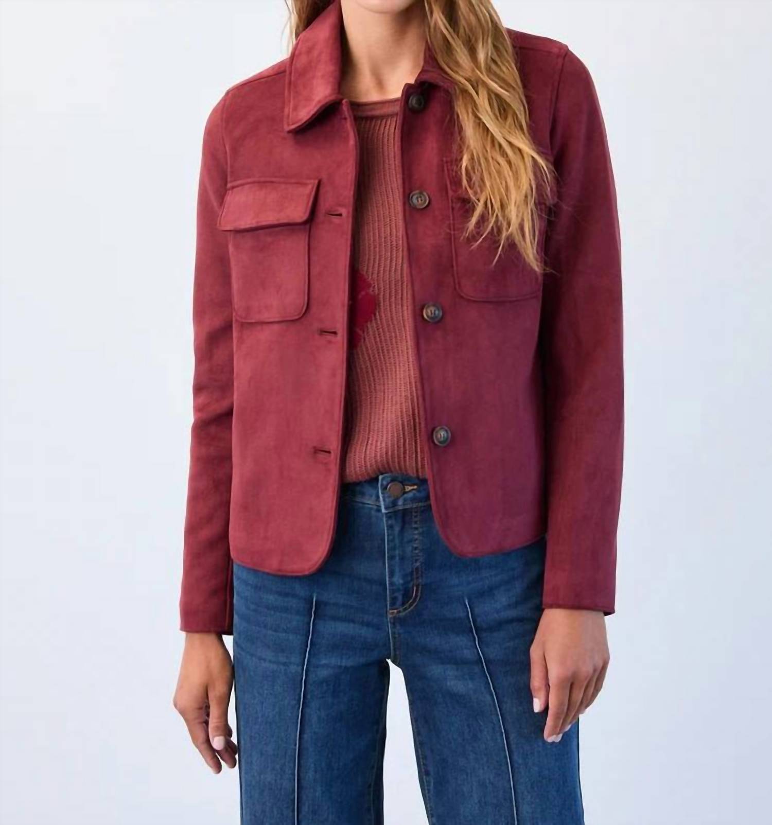 Fdj - Faux Suede Collar Jacket