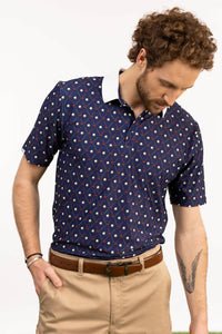 SMITH & QUINN Smitty Classic Polo in golf diamond navy - men's shirt - alternate view