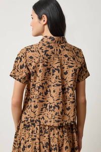 Lilla P Elastic Cuff Button Down Shirt in animal floral - women's shirt - alternate view