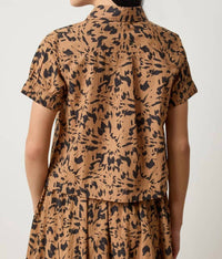 Lilla P Elastic Cuff Button Down Shirt in animal floral - women's shirt - detail view