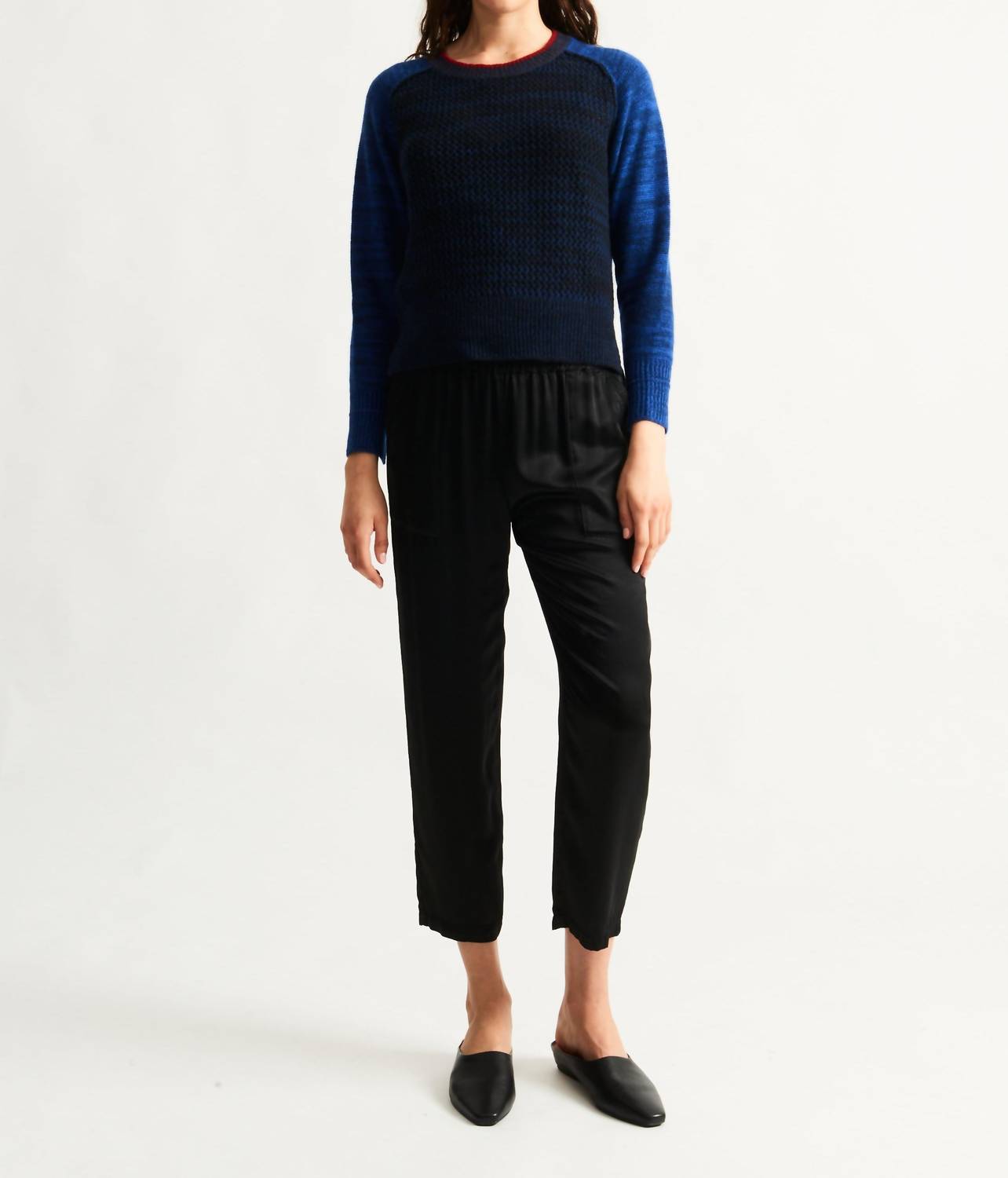 Raquel Allegra Lilith Long Sleeve Sweater in indigo blue - women's sweater
