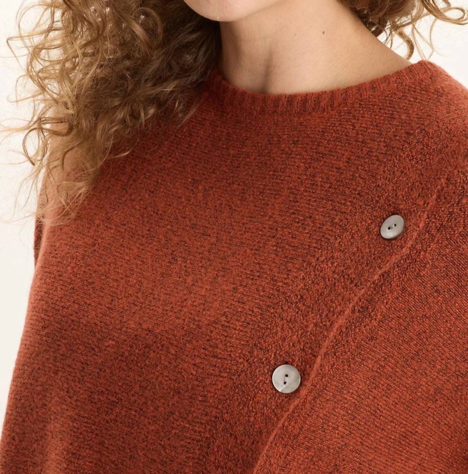 Xcvi - Asymmetrical Button Detail Knit Poncho Top