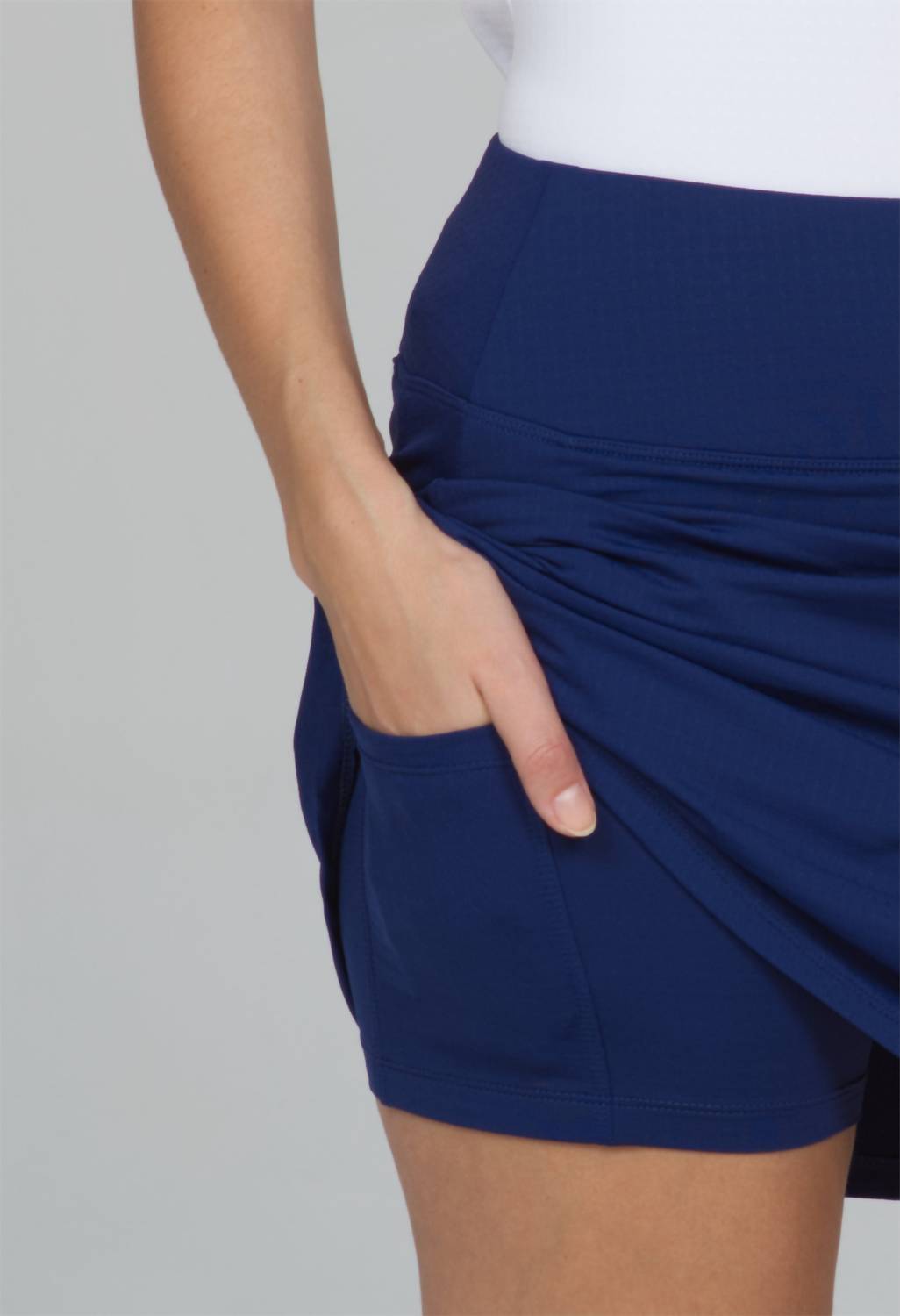 Ibkul - Solid Faux Wrap Skort