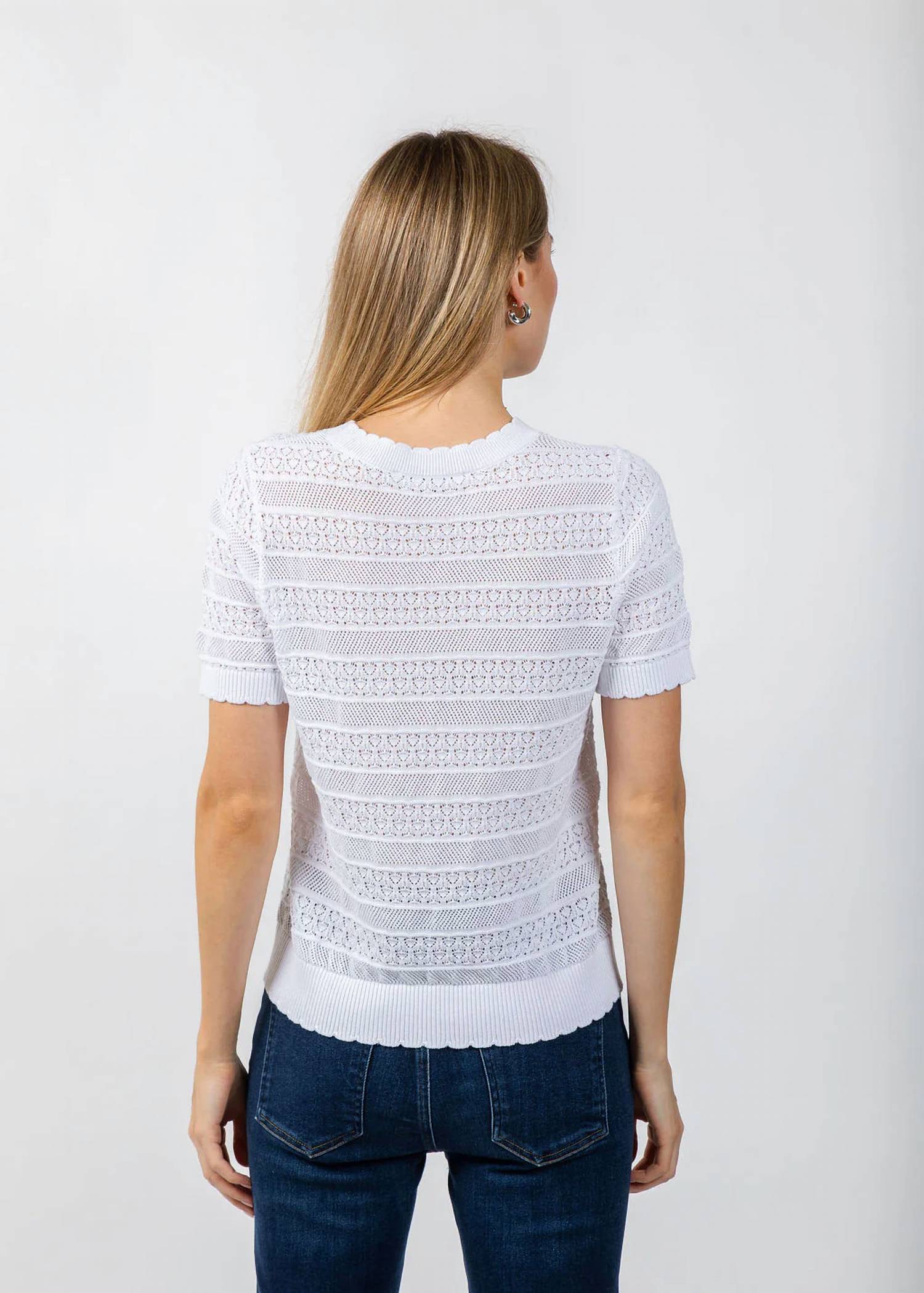 Elliott Lauren - Pointelle Short Sleeve Sweater