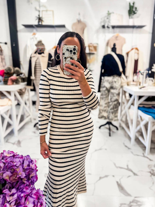 Hyfve - Women's Come And See Striped Sweater Dress
