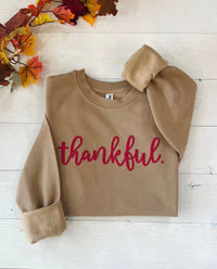 Up2Ournecksinfabric - Women's Embossed Thankful Sweatshirt