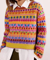 Free People Favorite Things Long Sleeve Sweater in bright confetti combo 1 - women's sweater - detail view