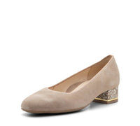 Ara Women's Gabrielle Block Heel Pump in sand camel - women's heels - detail view