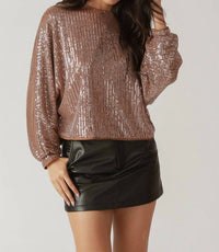 Flying Tomato - Sequin Long Sleeve Top