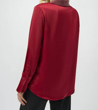 Joseph Ribkoff - Satin Button-front Blouse With Embellished Collar