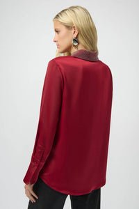 Joseph Ribkoff - Satin Button-front Blouse With Embellished Collar