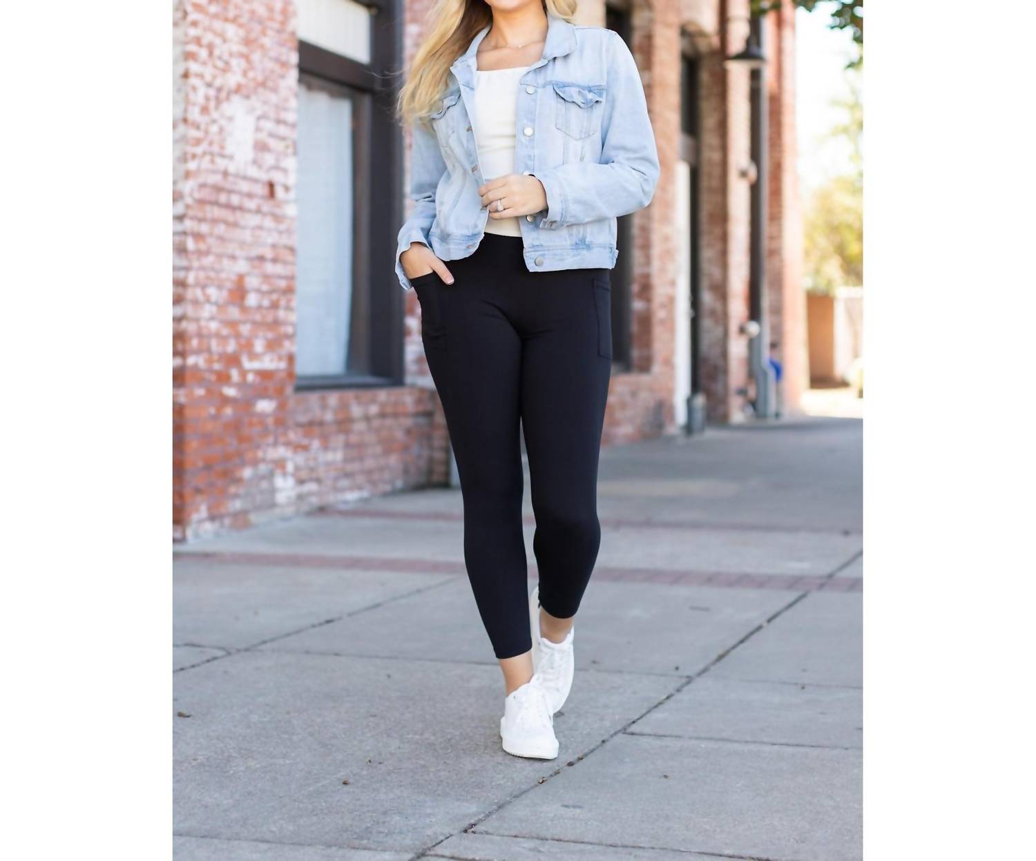 Julia Rose - Alana 7/8 Ankle Length Black Leggings With Pockets
