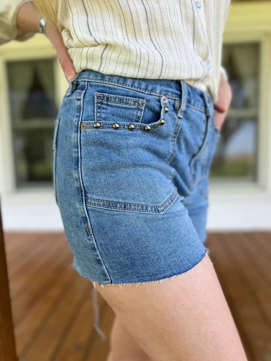 Rock & Roll Denim - Women's Studded Denim Shorts
