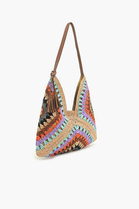 America & Beyond - Women's Raffia Hobo Bag