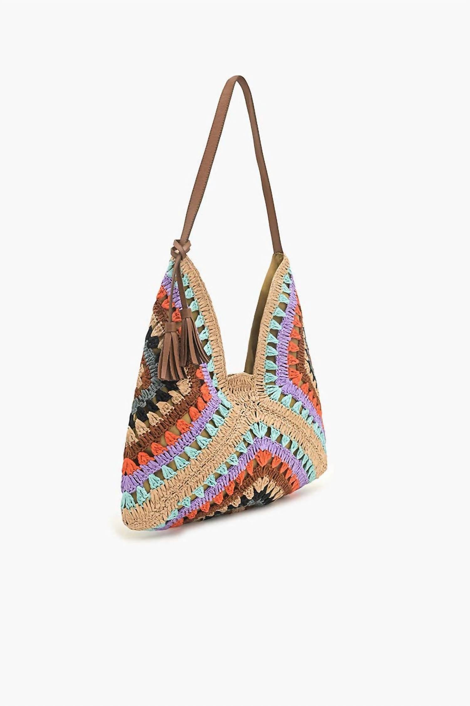 America & Beyond - Women's Raffia Hobo Bag