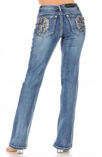 Bus Stop - Angel Cross Distressed Jean