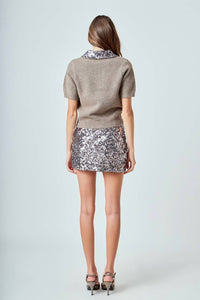 endless rose Multi Sequin Mini Skirt in metal - women's skirt - view 4