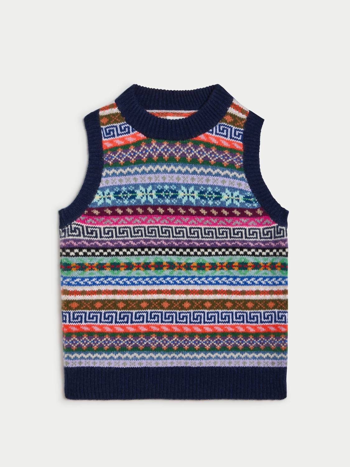 Suzie Kondi Tupos Cashmere Sweater Vest in fair isle - women's jacket - alternate view