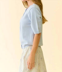 Hem & Thread - Pearl Bow Button Short Sleeve Cardigan