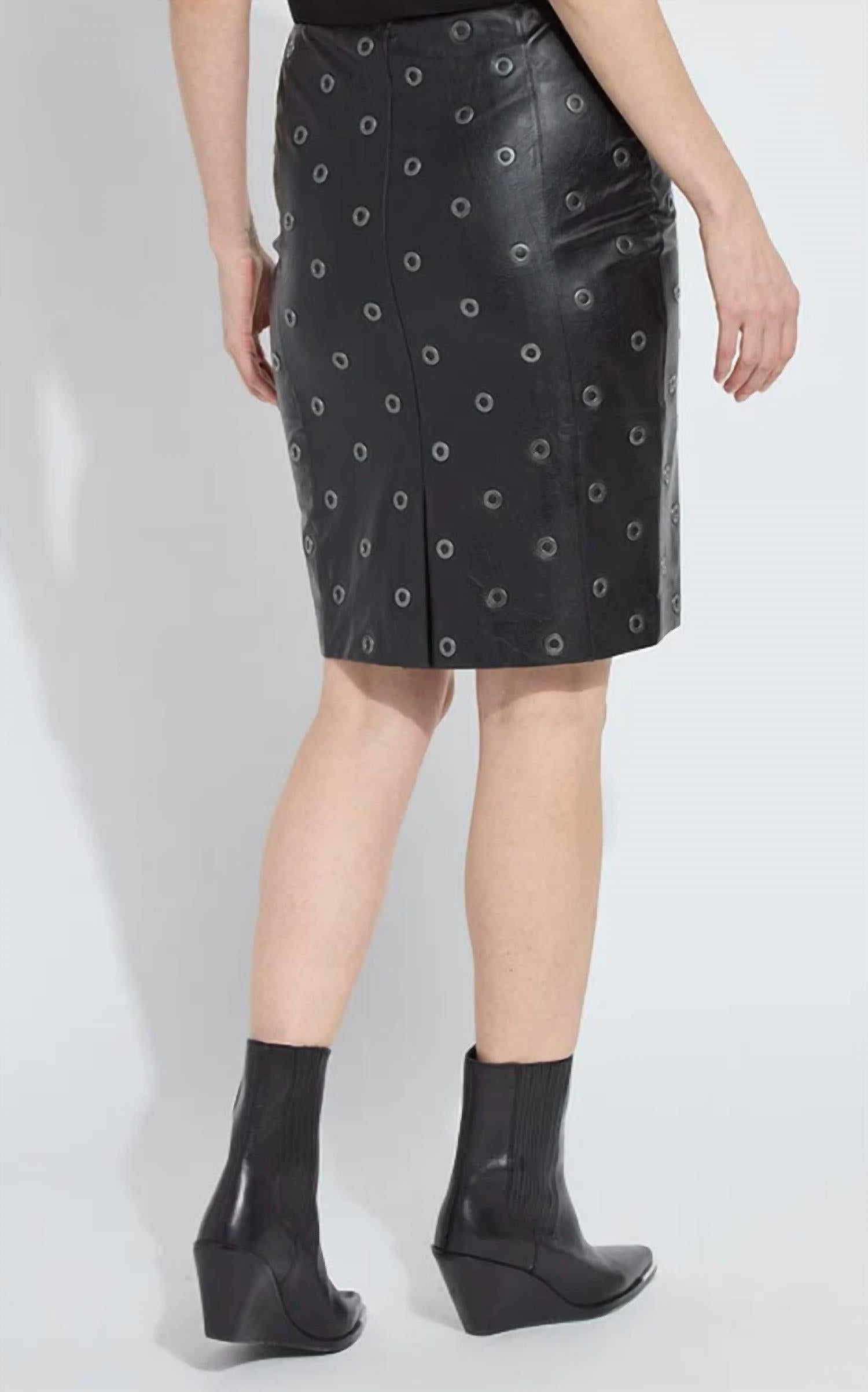 Lysse Women's Leonette Grommet Vegan Skirt in black - women's skirt - alternate view