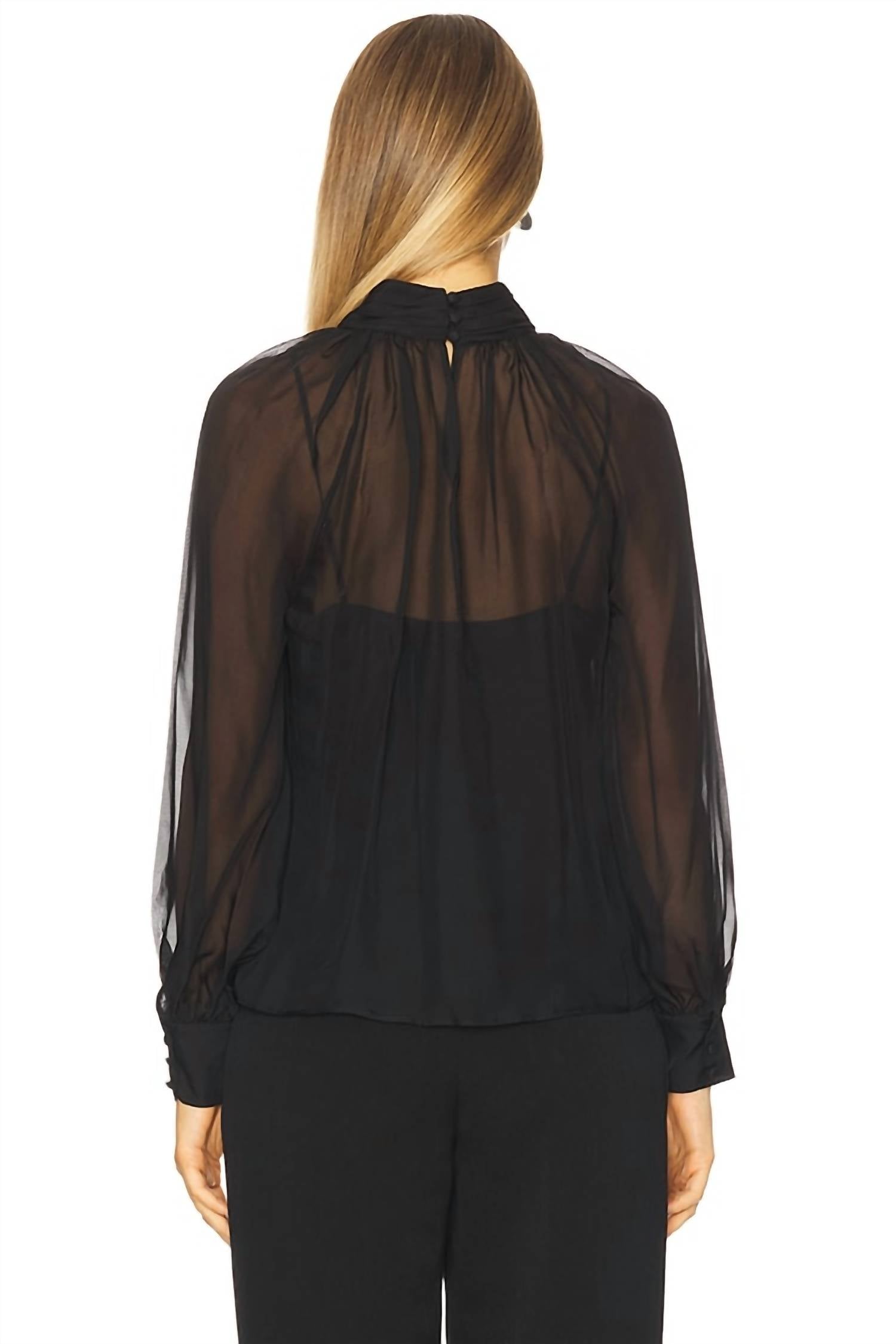 Veronica Beard Alyssa Blouse in black - women's blouse - alternate view
