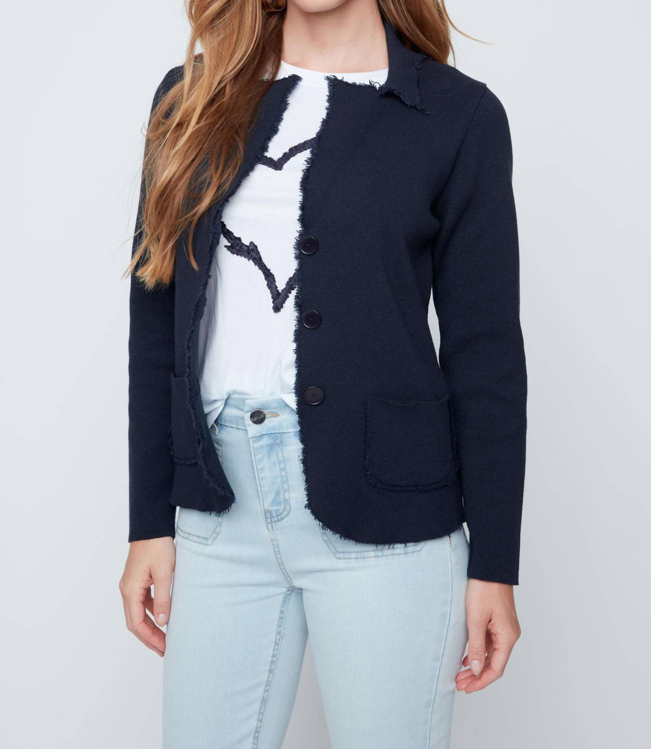 Renuar - Long Sleeve Knit Blazer