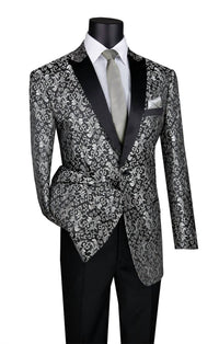 Vinci Philosophy Men's Single Breasted Sport Coat Blazer in siliver - men's jacket