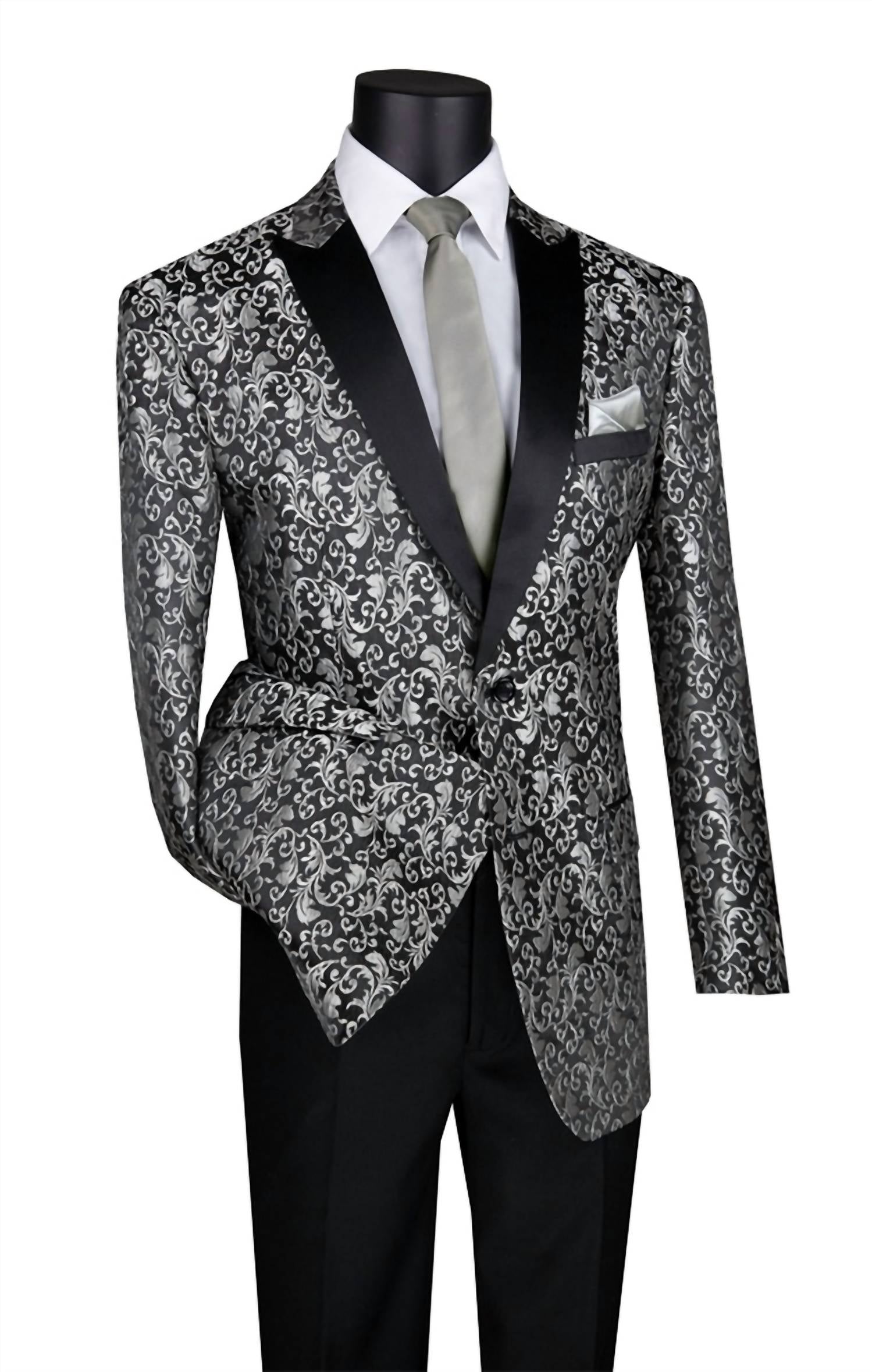 Vinci Philosophy Men's Single Breasted Sport Coat Blazer in siliver - men's jacket