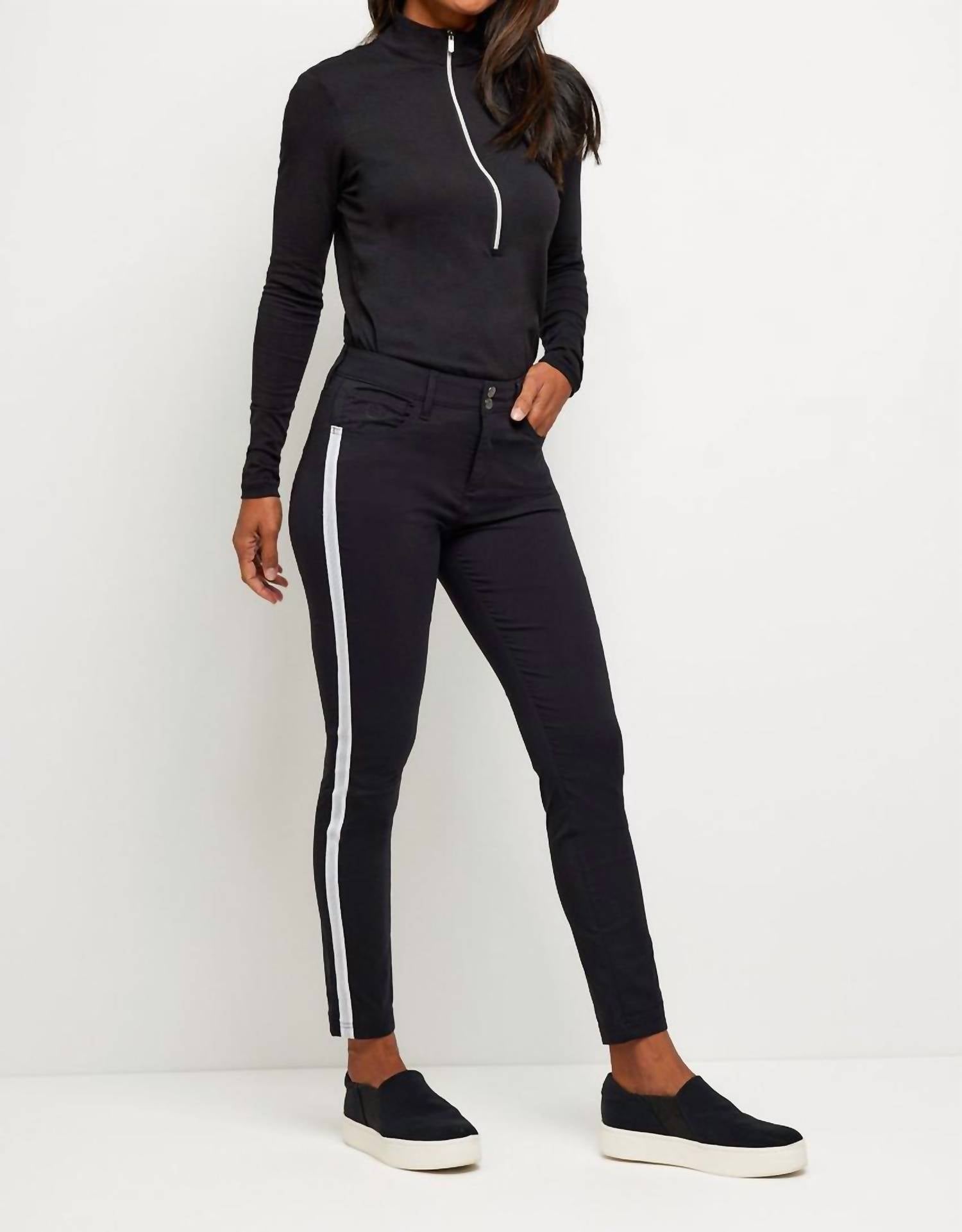 Anatomie Luisa Skinny Jean Pants with Stripe in black white 1 - women's pants