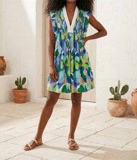 JUDE CONNALLY Larissa Abstract Moma Iris Dress in purple gold aqua lime - women's dress