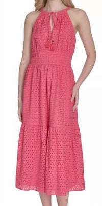VINCE CAMUTO Tie-neck Sleeveless Tiered Dress in pink - women's dress
