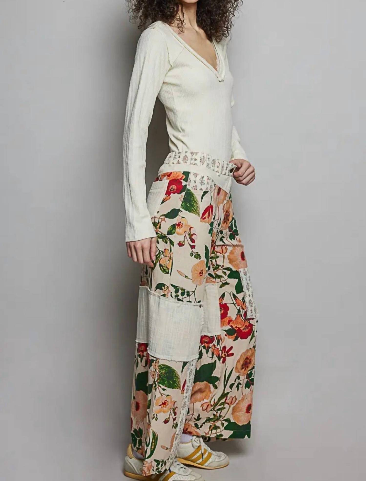POL Patchwork Floral Woven Pants - women's pants - alternate view