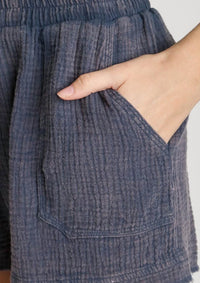 Umgee - Washed Raw Hem Gauze Shorts