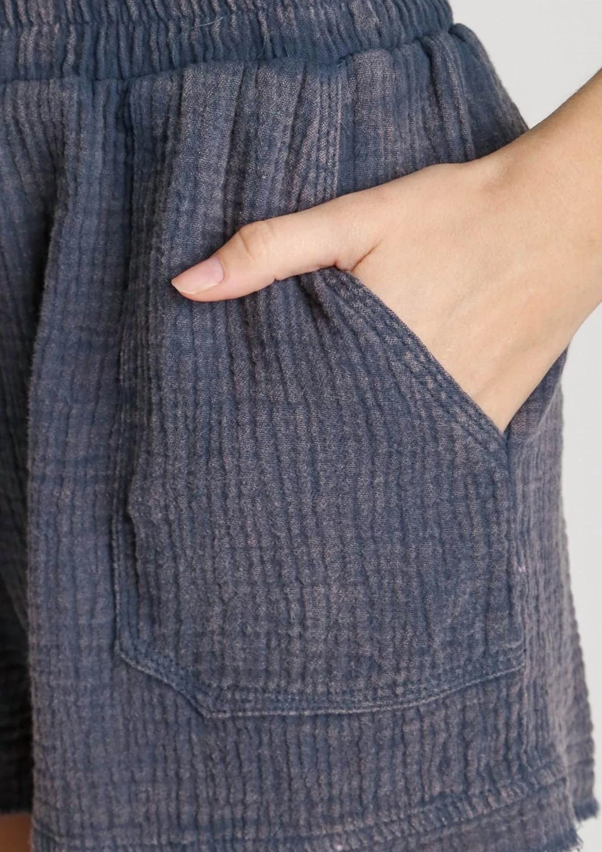 Umgee - Washed Raw Hem Gauze Shorts