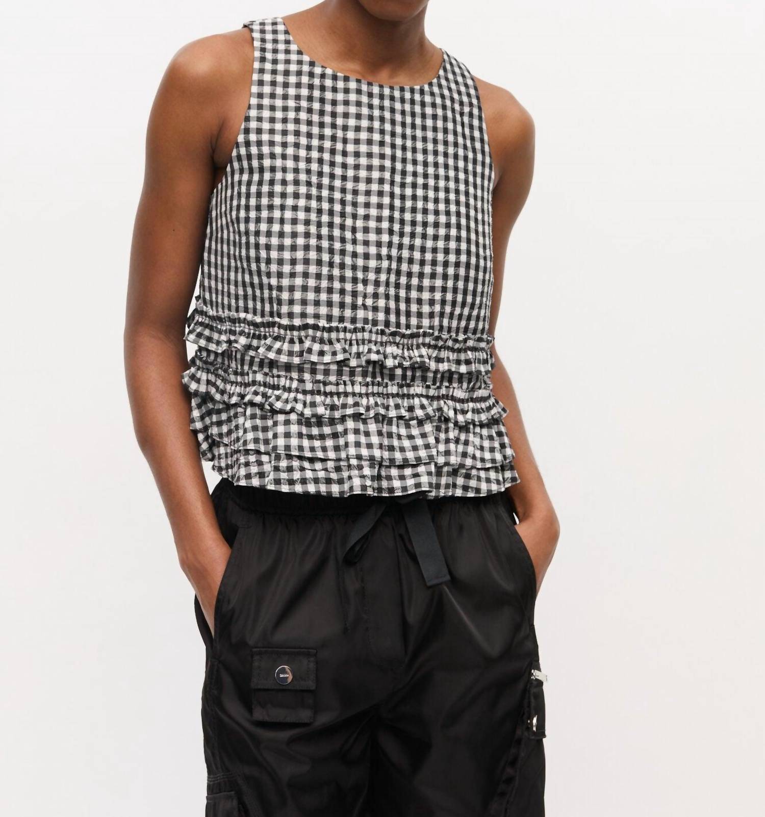Ganni - Taffeta Checked Top