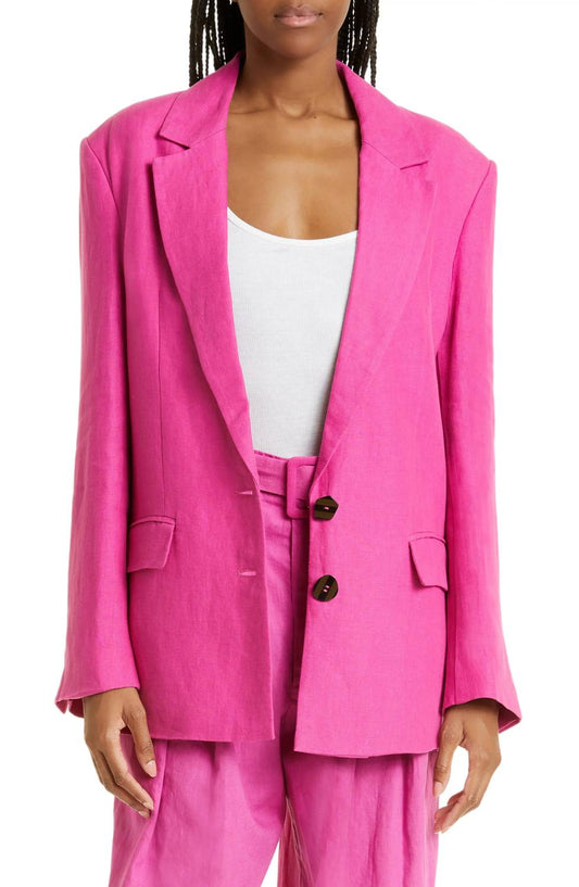Farm Rio - Linen Longline Single Breasted Button Blazer