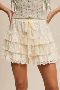 Listicle - Lace Tiered Shorts with Ruffle Details