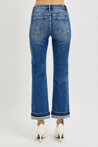 Risen - Mid Rise Ankle Straight Cuffed Jeans