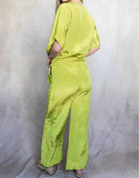Before You Lemongrass Wide Leg Pants in green - women's pants - detail view