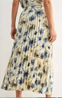 Fun 2 Fun - Floral Satin Pleated Skirt